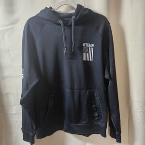 Sport Tek‎ 'Veteran' Flag Black Hoodie Mens Sz L